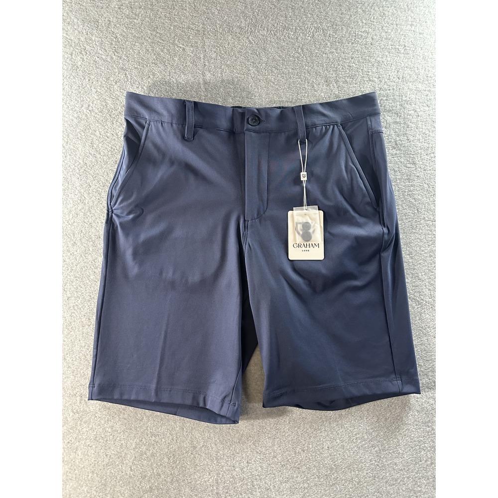 Graham Luxe Trace Golf Shorts 32 Blue Depths Nylon Spandex Stretch GL40324 NWT